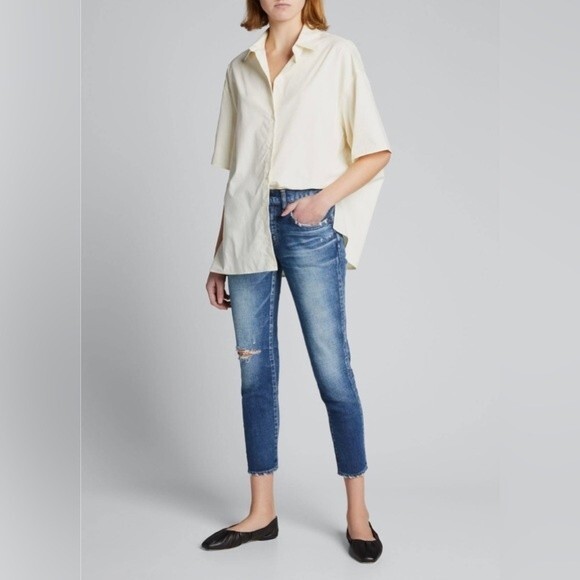 NWOT Moussy Vintage Falkner Skinny in Dark Blue Distressed Stretch Jeans 27 - Picture 1 of 12